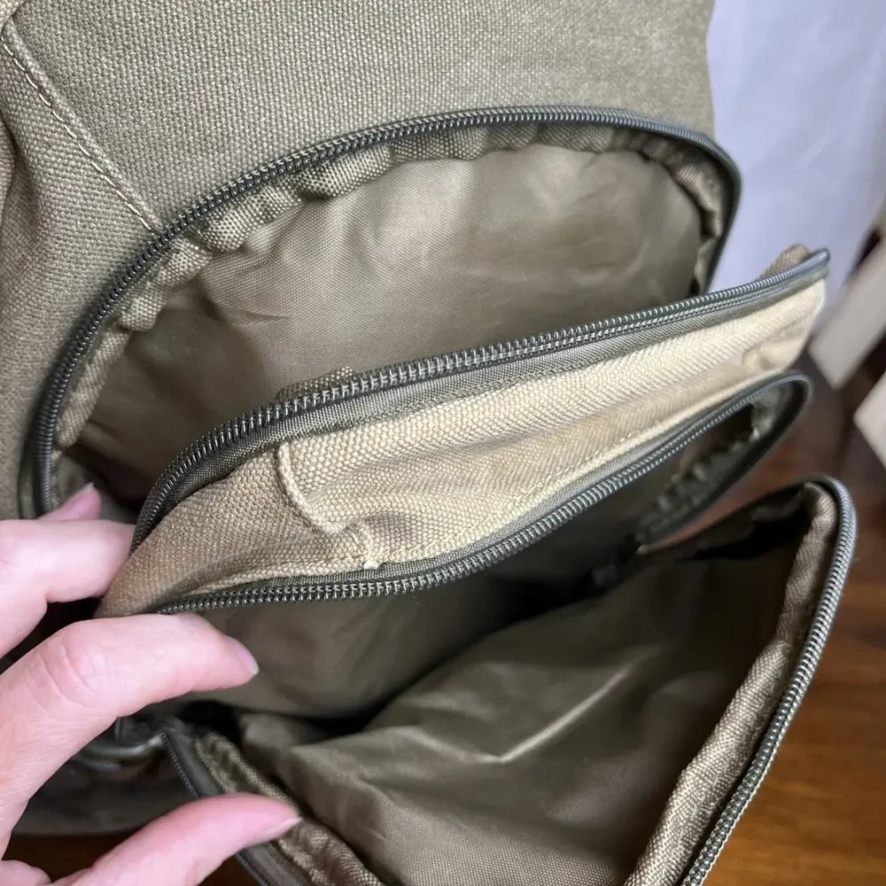 Manatee Apollo Beach FL Backpack Adult Full Size Olive Green And Tan Canvas